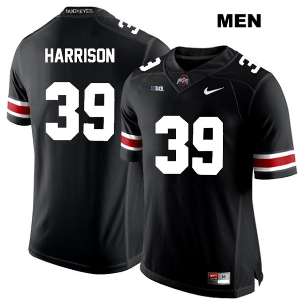 Ohio State Buckeyes Men's Malik Harrison #39 White Number Black Authentic Nike College NCAA Stitched Football Jersey FY19O50MI